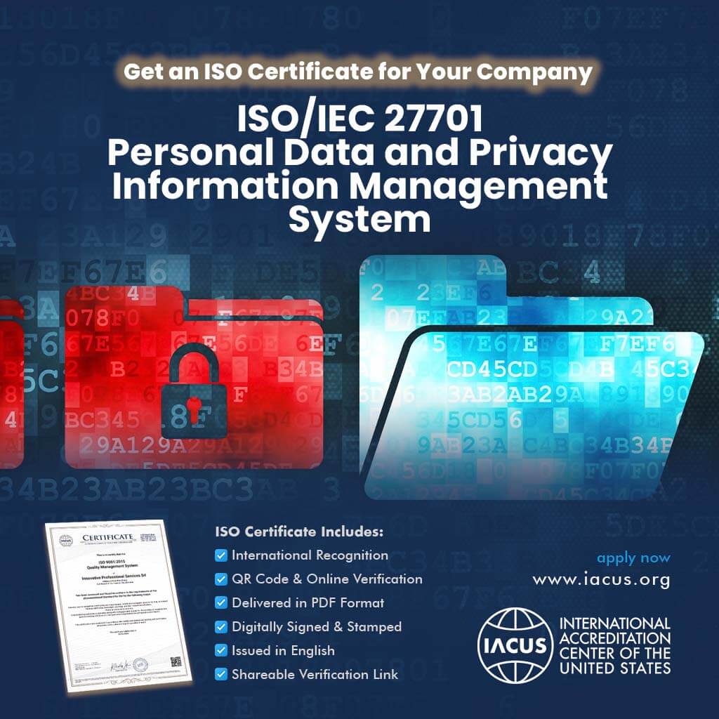 ISO/IEC 27701:2019 Personal Data and Privacy Information Management System Certification