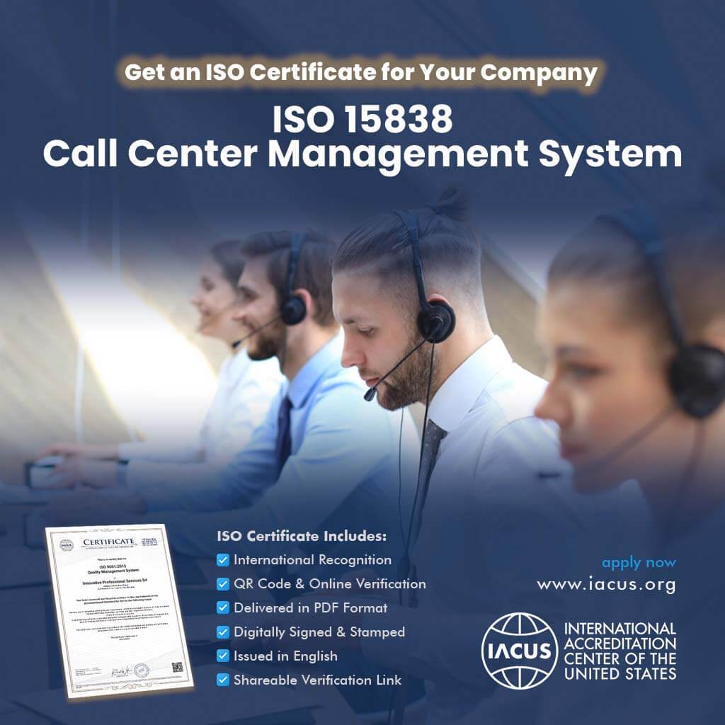 ISO 15838:2003 Call Center Management System Certification