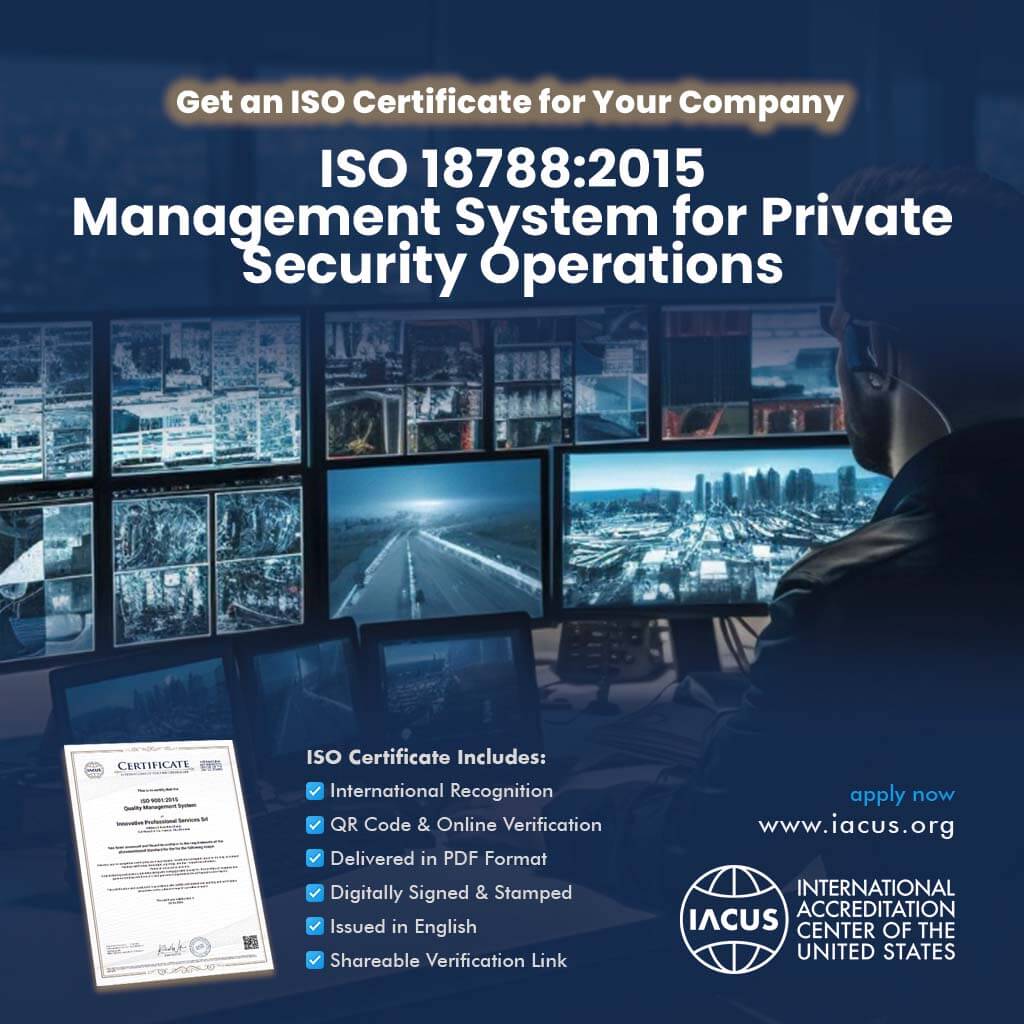 ISO 18788:2015 Management System for Private Security Operations Certification