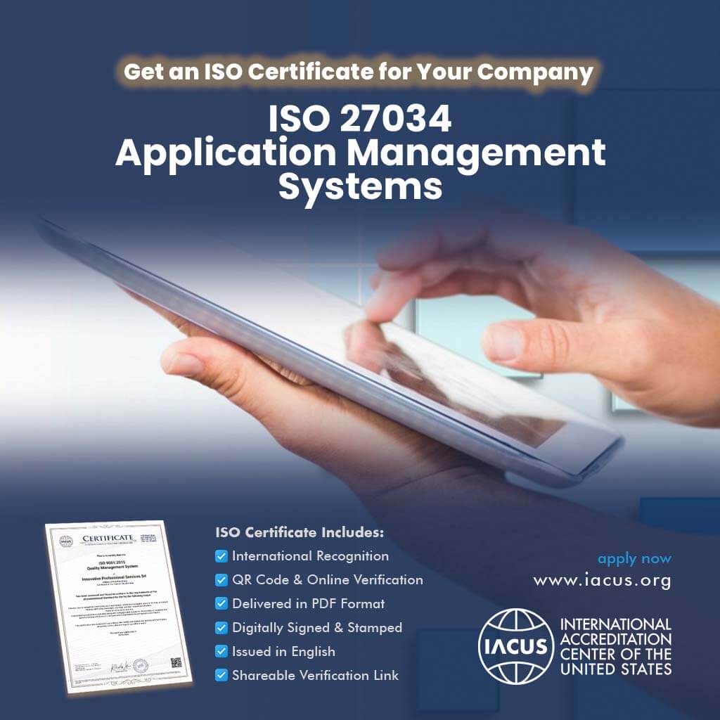 ISO 27034:2018 Application Management Systems Certification