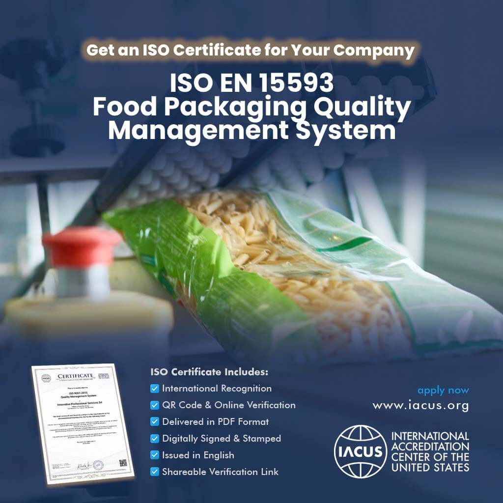 ISO EN 15593:2001 Food Packaging Quality Management System Certification